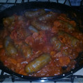 El cooksnap de Karina Lujan cuando hizo Chorizo a la pomarola con puré.