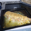 El cooksnap de mlrtrujillo cuando hizo Merluza rellena de tortilla de cebolla gratinada con mahonesa.