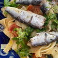 El cooksnap de Irene-Guirao cuando hizo Pasta con cherrys, sardinas y perejil.