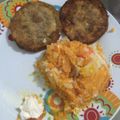 El cooksnap de Mariela RM cuando hizo Milanesa de berenjenas con puré de papas.