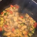 El cooksnap de Valeria frayre cuando hizo Pollo a la jardinera (con verduras).