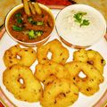 Shashi Gupta's cooksnap of when they made Medu vada with sambhar and coconut chutney.