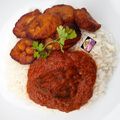 Bakers spice 's cooksnap of when they made Rice and stew with fried plantain.