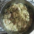 El cooksnap de Rafa cuando hizo Arroz con pollo setas y guisantes.