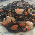 El cooksnap de Javi Munoz cuando hizo Linguini negro de sepia con frutos del mar.