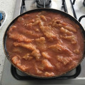 El cooksnap de Mike Aranda cuando hizo Chicharrón en salsa roja.