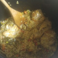 El cooksnap de Diane Lane cuando hizo Arroz con verduras y muslos de pollo.