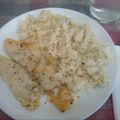 El cooksnap de glurio cuando hizo Merluza a la plancha con arroz blanco especiado.