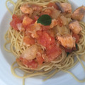 El cooksnap de Cora cuando hizo Espaguetti con salmón.