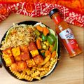 Kajal Pavagadhi's cooksnap of when they made Paneer tikka sizzler.