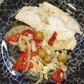 El cooksnap de Encarna Pérez (La Cocina De Encarni) cuando hizo Merluza con pimientos rojos, pasas, aceitunas y huevo.