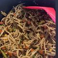 Hadisa Tabassum's cooksnap of when they made Spicy Noodle chaat.