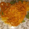 El cooksnap de Irma González cuando hizo Spaghetti Amarillo.