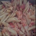 El cooksnap de Julieta Niz cuando hizo Pasta con salchicha, jamón cocido y huevo duro.