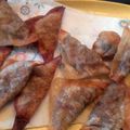 Odette 's cooksnap of when they made Sophie's deep fried wontons and dipping sauce.