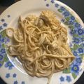 El cooksnap de Daniela Alcazar cuando hizo Spaghettis (pasta) con crema de leche.