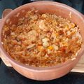 El cooksnap de gallegovaz cuando hizo Mariscos en salsa de tomate con arroz en olla de barro.