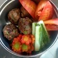 rajeshwar chauhan's cooksnap of when they made Meat balls Bento box.