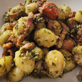 El cooksnap de Andrea GM cuando hizo Ñoquis al pesto con bacon y cherrys.