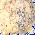El cooksnap de margoth inostros ruiz cuando hizo Salsa Margarita con Tallarines (fideos con Mariscos).