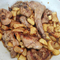 El cooksnap de Eli cuando hizo Conejo al ajillo con patatas y guisantes.