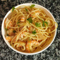 El cooksnap de Luis Felipe Alanzor cuando hizo Spaghettini con gambas al ajillo.