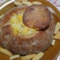 El cooksnap de Rosa cuando hizo Pan relleno de quesos, bacon, champiñones y jamón york.