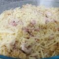 El cooksnap de Omar! cuando hizo Fideos con salsa de crema jamón y trocitos de pollo.