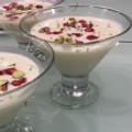 El cooksnap de Alfonso Cañero cuando hizo Sopa	de	chocolate blanco	con	pistachos	y	granada.