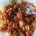 El cooksnap de Cora cuando hizo Espagueti con salsa de jitomate.