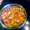 Macon Smithwick's cooksnap of when they made Kielbasa, potatoes and onions.