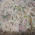 El cooksnap de Angie Chaves Campos cuando hizo Spaguetti con jamon y hongos en salsa blanca.