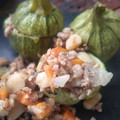 El cooksnap de Paulina Trejo cuando hizo Calabacitas rellenas de carne molida y avena.