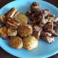 El cooksnap de patolandia_03 cuando hizo Mollejas al limón y verdeo con papas, batatas y rúcula.