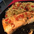 El cooksnap de Carla Tonin cuando hizo Salmon Rosado con puré de coliflor y espárragos.