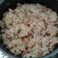 El cooksnap de Dora Lacarrubba Flores cuando hizo Arroz encebollado con panceta y champiñones.