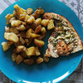 El cooksnap de Sarai Cristina cuando hizo Emperador con patatas a la plancha y habas fritas.