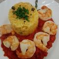 El cooksnap de Amparo&Ari cuando hizo Mariscos, con salsa de tomates y arroz con azafrán y alcaparras.
