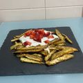 El cooksnap de Ana Muñoz cuando hizo Berenjenas crujientes con salsa de yogur y fresas.