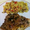 El cooksnap de eduardo cuando hizo Cerdo con hierbas frescas, especiado con arroz amarillo.