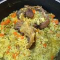 El cooksnap de Adriana Alejandra Carpio cuando hizo Osobuco al Malbec y azafrán con arroz.