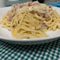 El cooksnap de Marieta cuando hizo Espaguetis carbonara: con bacon, cebolla, ajo y champiñones🍄.