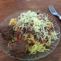 El cooksnap de Carol cuando hizo Tallarines con albóndigas de carne.