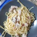 El cooksnap de Noemí cuando hizo Tallarines con pollo y jamón.