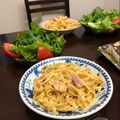 El cooksnap de 🇺🇾 𝓚𝔂𝓸 🇯🇵　🎉JPN-UY 100°ANIVERSARIO 🇺🇾🇯🇵EN 2021🎉 cuando hizo Pasta con salsa Carbonara el artesano del carbón de leña Japonés CARBONARA🇮🇹🇺🇾🇯🇵炭焼き職人風パスタ・カルボナーラ.