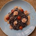 nepandtune's cooksnap of when they made Squid Ink Spaghetti With King Prawns, Vine Tomatoes & Chilli.