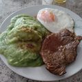 El cooksnap de Mauricio Salas cuando hizo Pollo asado con puré de espinaca.