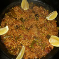 El cooksnap de miguel cuando hizo Paella de pollo con pimientos verdes, pimientos rojos y cebolla.