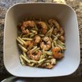 El cooksnap de cristina cuando hizo Tagliatelli con gambas al ajillo.