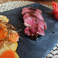El cooksnap de Ross cuando hizo Magret de pato con salsa de naranja y guarnición.